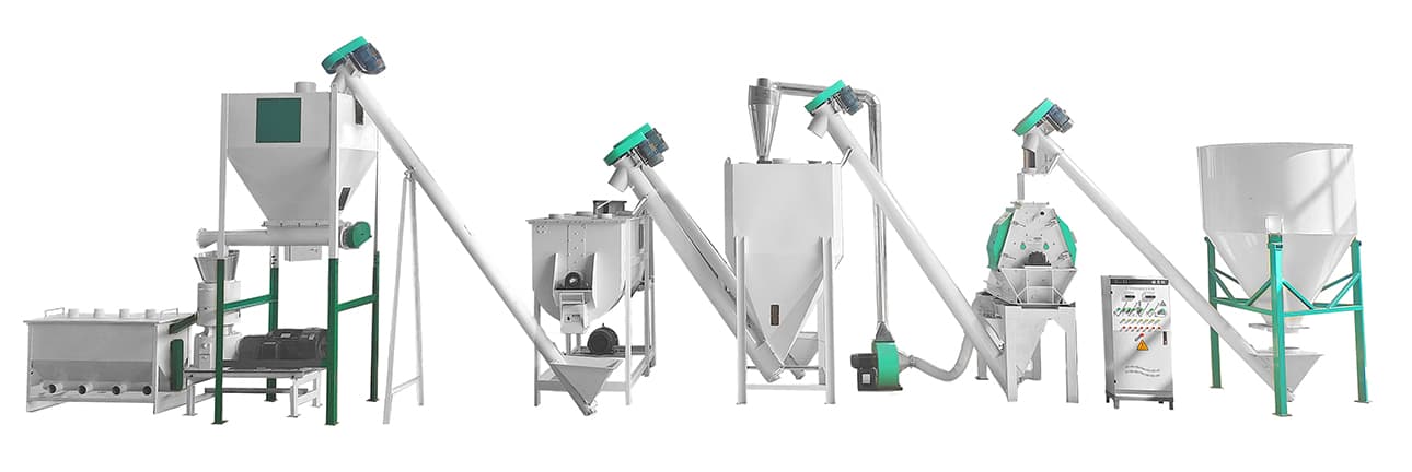 Línea de producción de pellets de pienso totalmente automática.